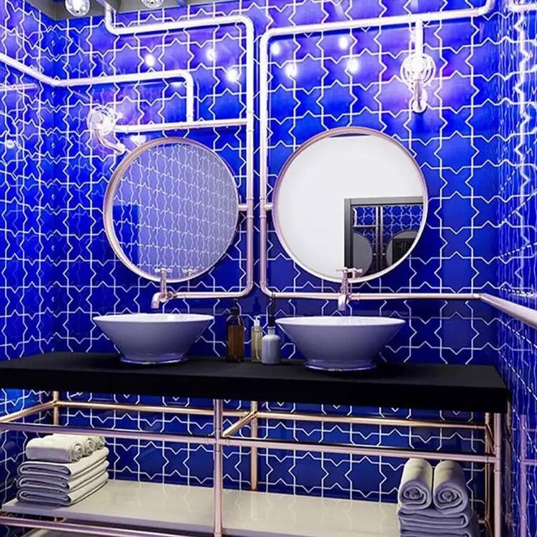 Cobalt Blue 5x5 Glossy Star Ceramic Tile (27 pack, 5.37 sq ft/case) by Apollo Tile