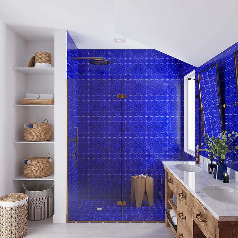 Cobalt Blue 5x5 Glossy Star Ceramic Tile (27 pack, 5.37 sq ft/case) by Apollo Tile