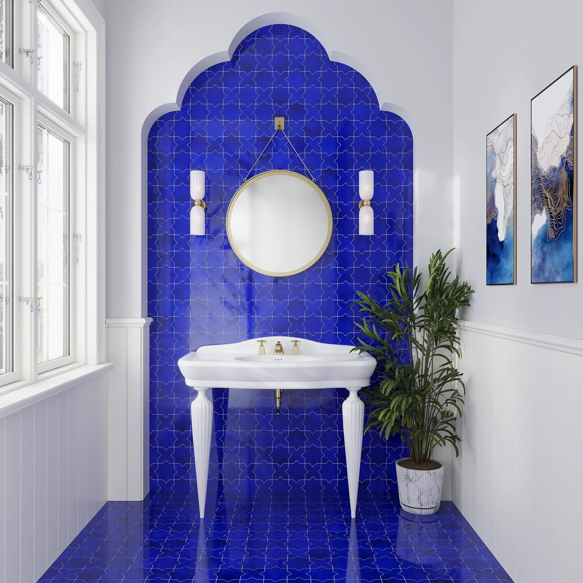 Cobalt Blue 5x5 Glossy Star Ceramic Tile (27 pack, 5.37 sq ft/case) by Apollo Tile