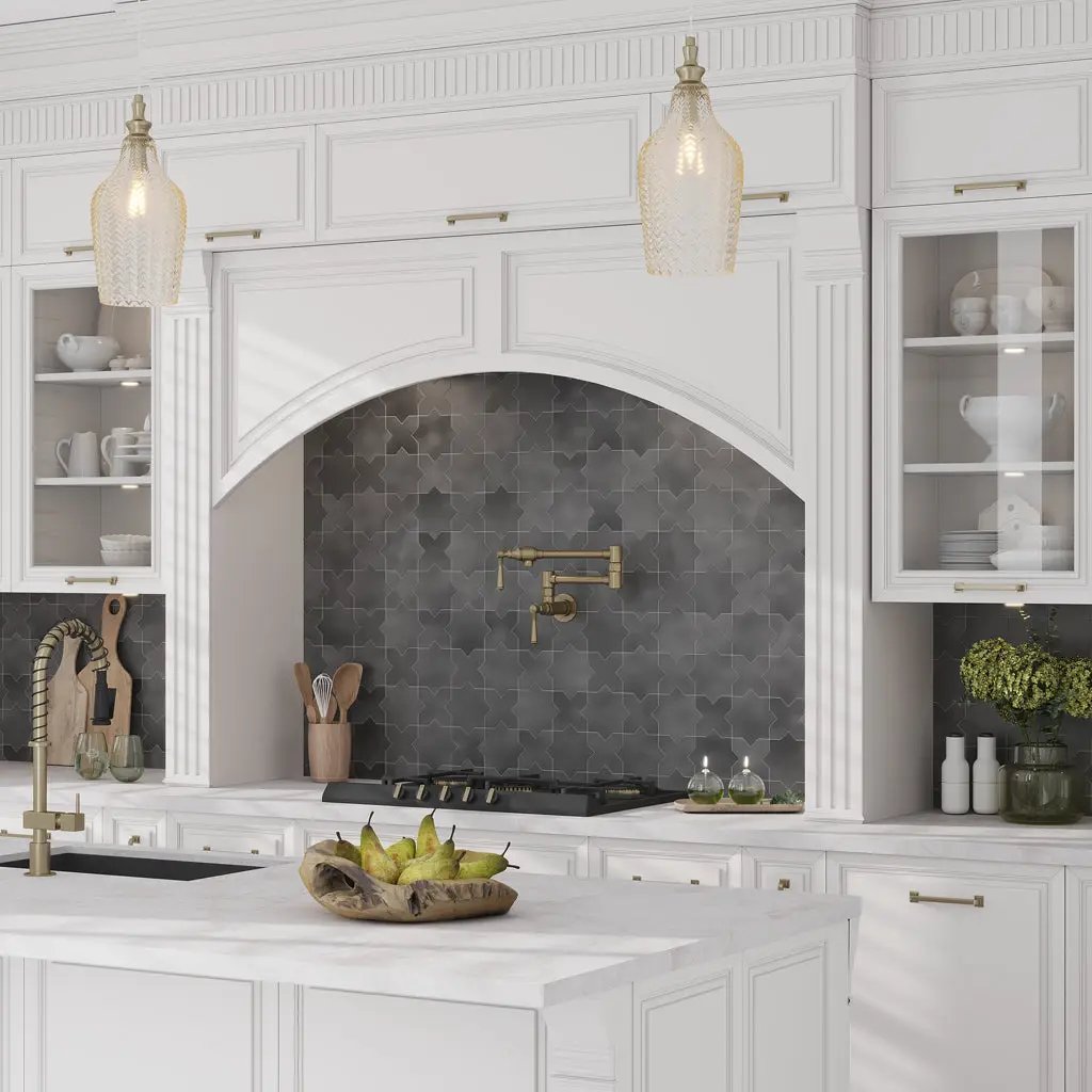 Black 5x5 Matte Star Ceramic Tile (27 pack, 5.37 sq ft/case) by Apollo Tile