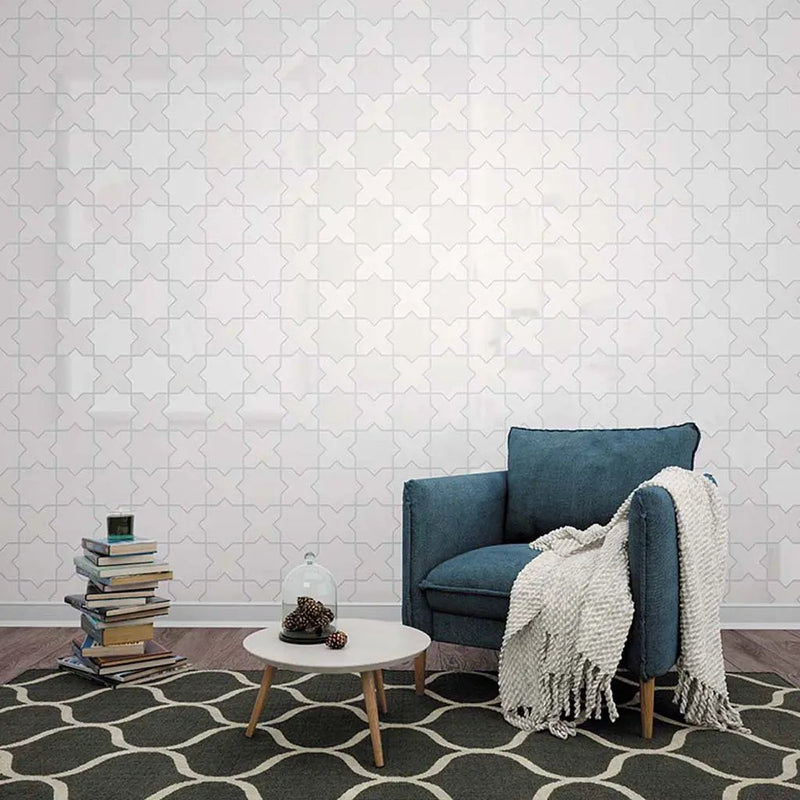 Pearl White 5x5 Glossy Cross Ceramic Tile (27 pack, 5.37 sq ft/case) by Apollo Tile