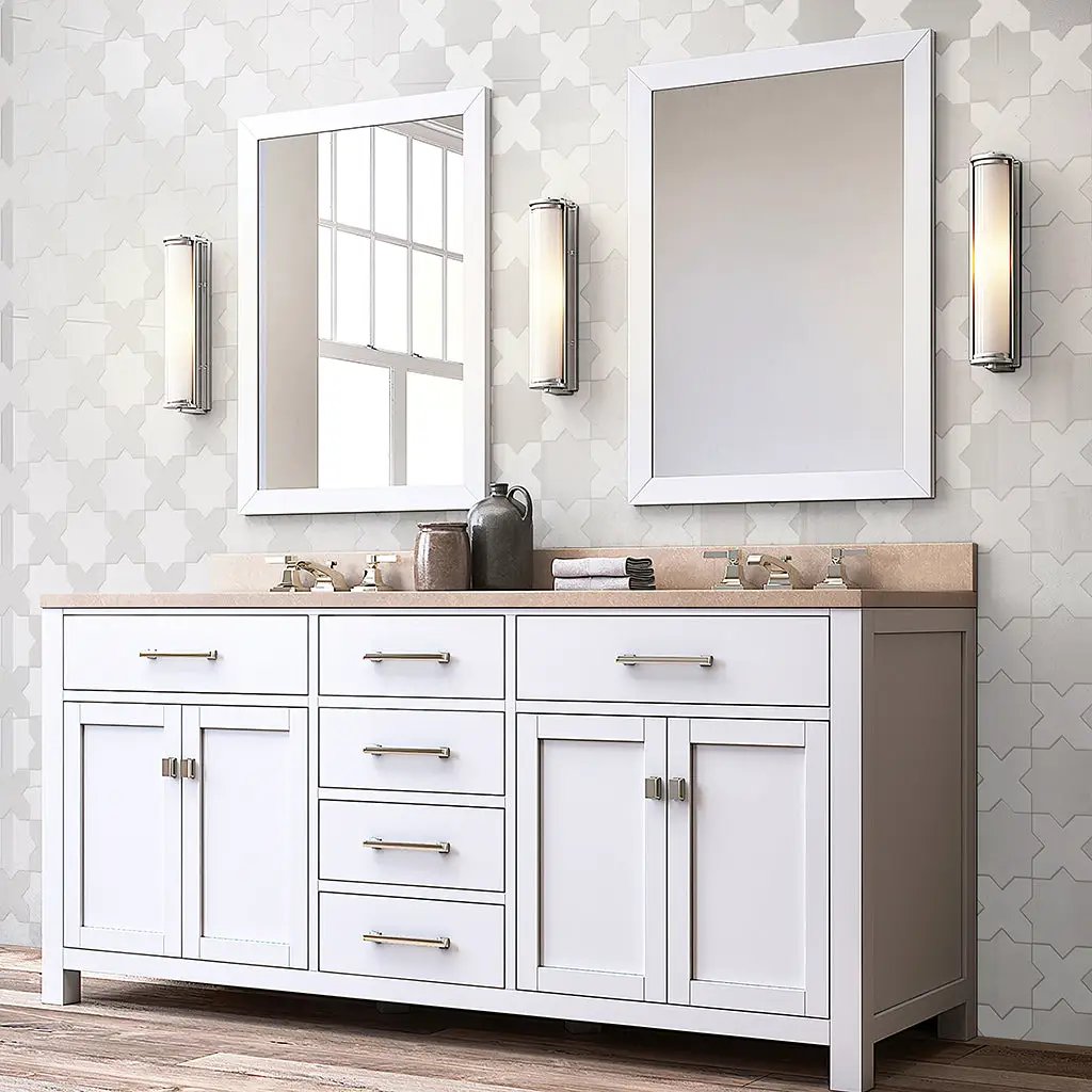 Pearl White 5x5 Glossy Star Ceramic Tile (27 pack, 5.37 sq ft/case) by Apollo Tile