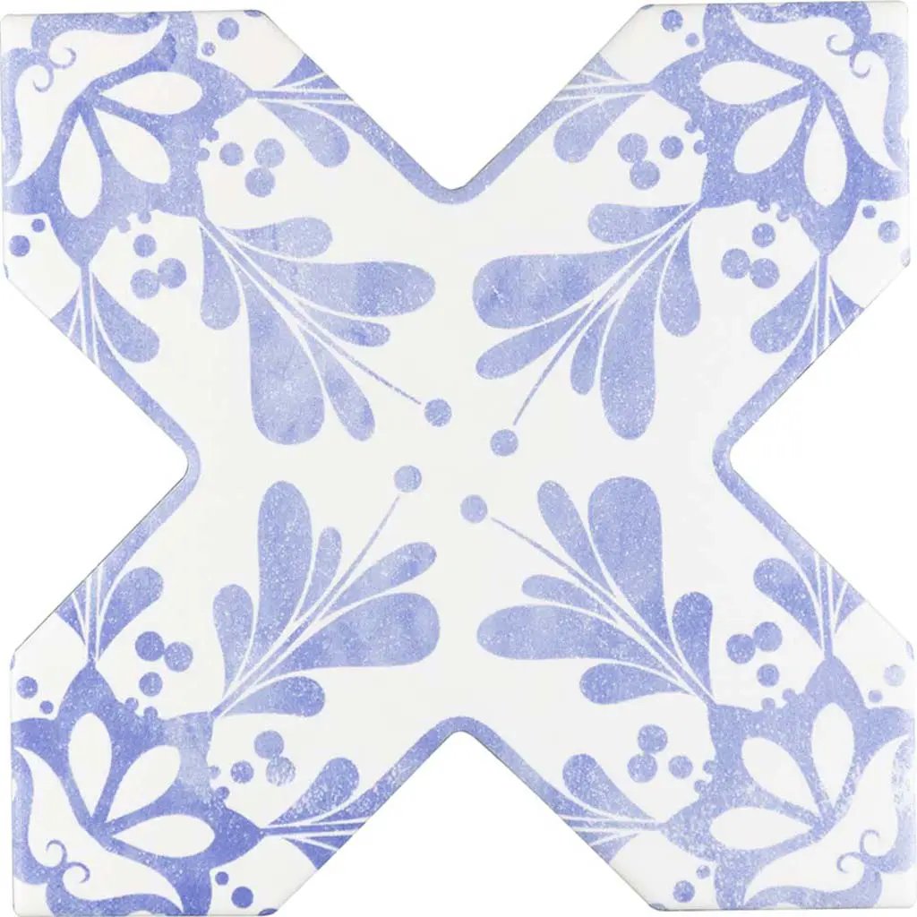 Cornflower Blue 5x5 Matte Ceramic Cross Deco Tile (27 pack, 5.37 sq ft/case) by Apollo Tile