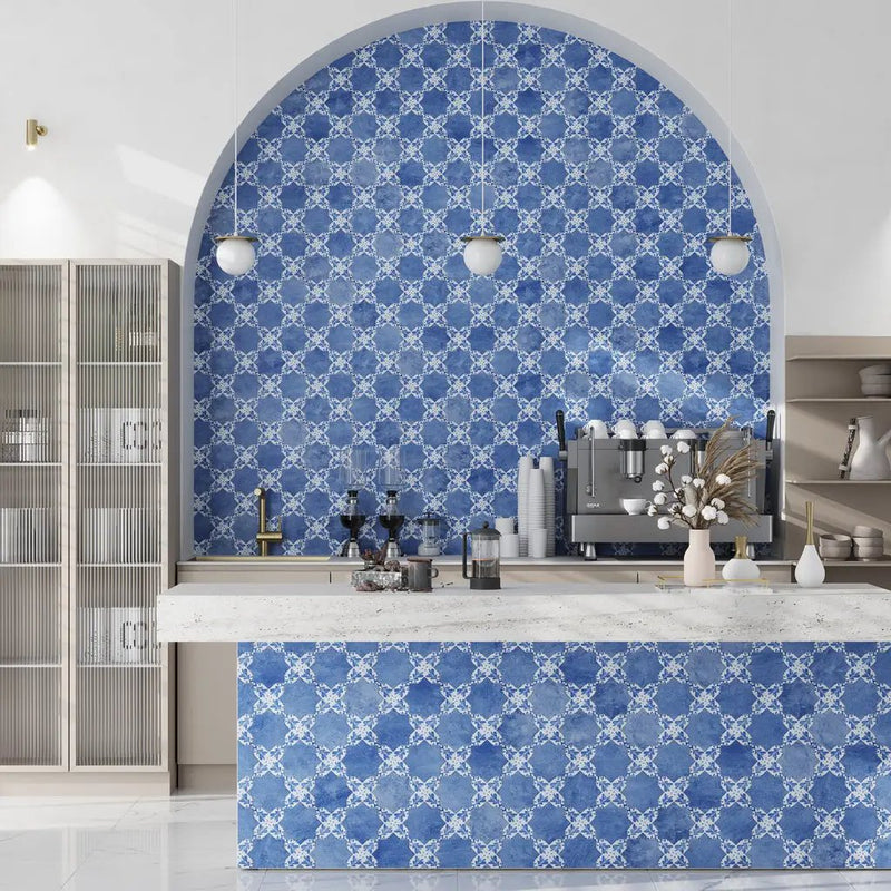 Cornflower Blue 5x5 Matte Ceramic Cross Deco Tile (27 pack, 5.37 sq ft/case) by Apollo Tile