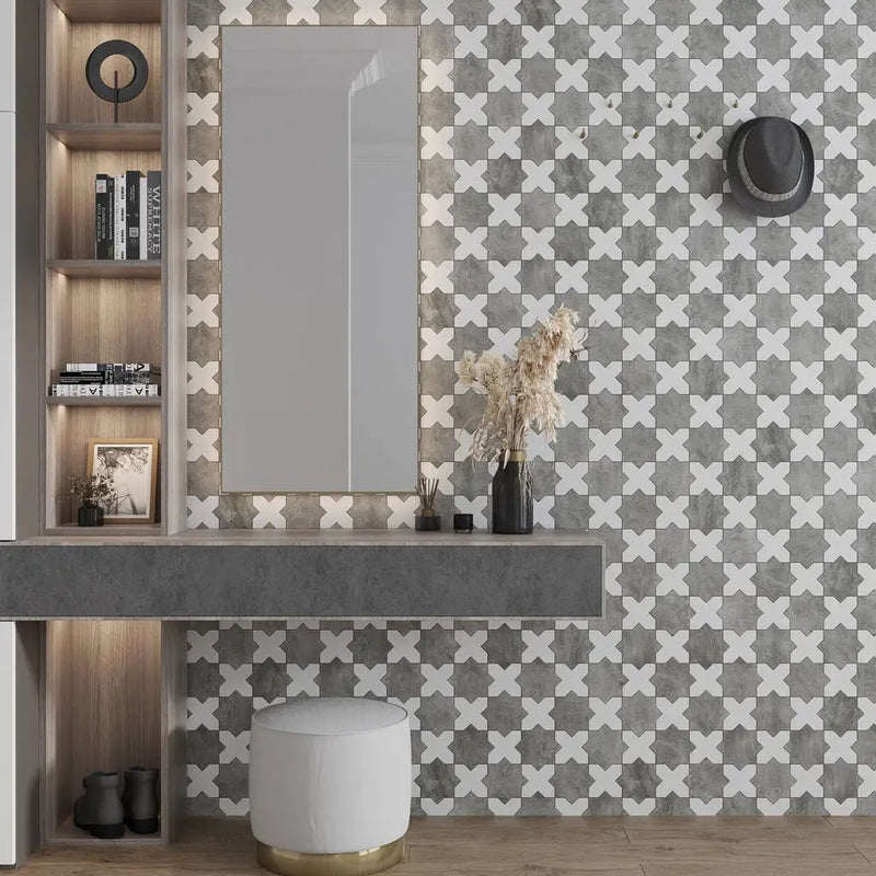 Light Grey 5x5 Matte Star Ceramic Tile (27 pack, 5.37 sq ft/case) by Apollo Tile