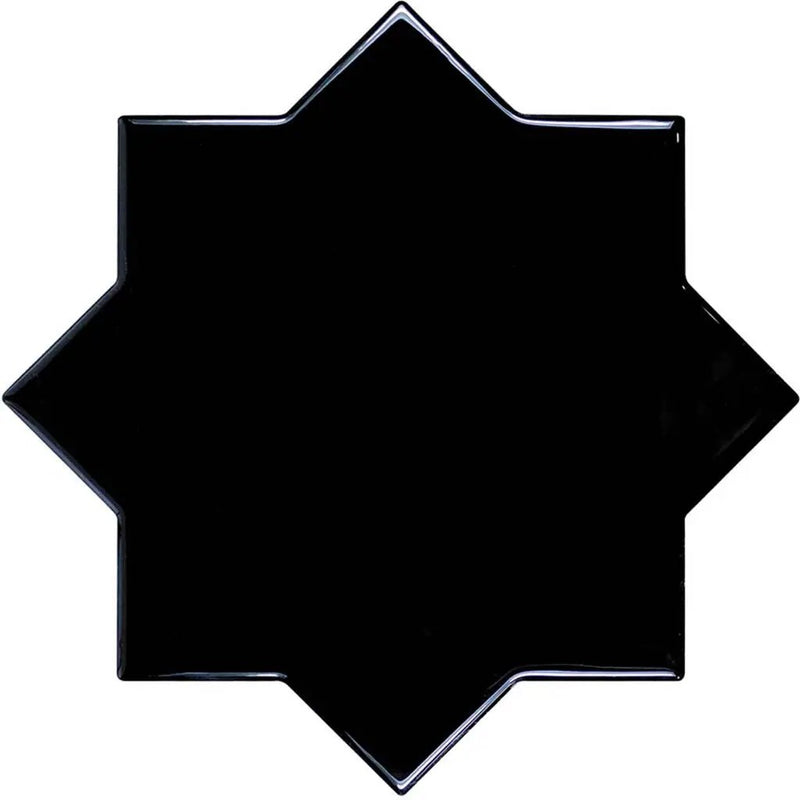 Black 5x5 Glossy Star Ceramic Tile (27 pack, 5.37 sq ft/case) by Apollo Tile