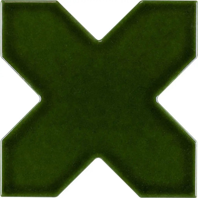 Dark Green 5x5 Glossy Cross Ceramic Tile (27 pack, 5.37 sq ft/case) by Apollo Tile