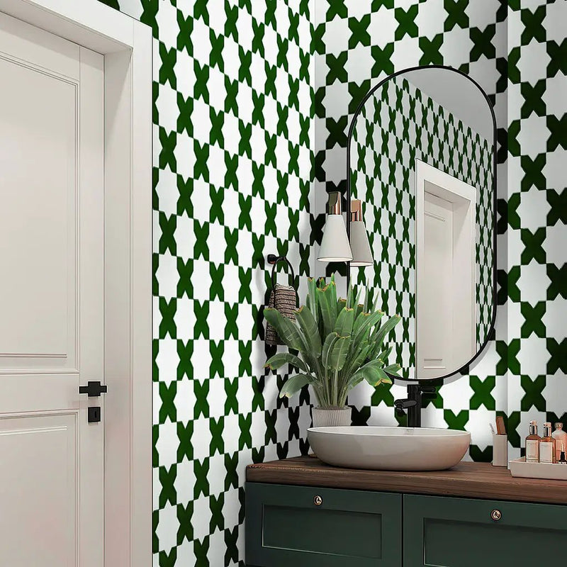 Dark Green 5x5 Glossy Cross Ceramic Tile (27 pack, 5.37 sq ft/case) by Apollo Tile