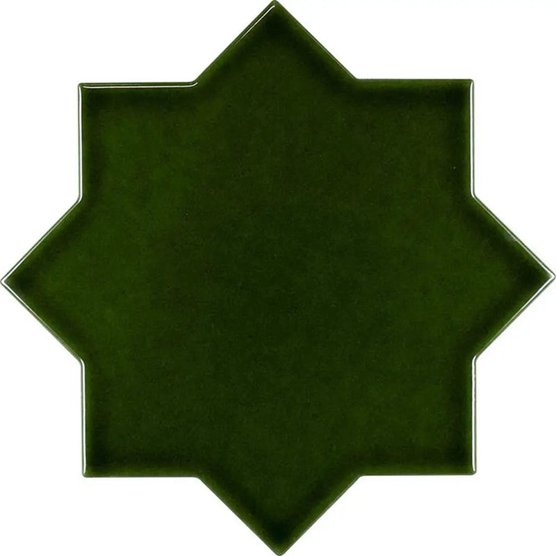 Dark Green 5x5 Glossy Star Ceramic Tile (27 pack, 5.37 sq ft/case) by Apollo Tile