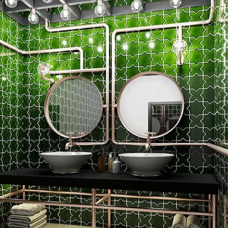 Dark Green 5x5 Glossy Star Ceramic Tile (27 pack, 5.37 sq ft/case) by Apollo Tile
