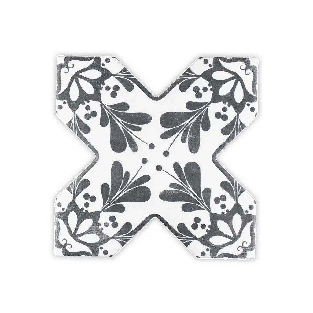 Black 5x5 Matte Ceramic Cross Deco Tile (27 pack, 5.37 sq ft/case) by Apollo Tile