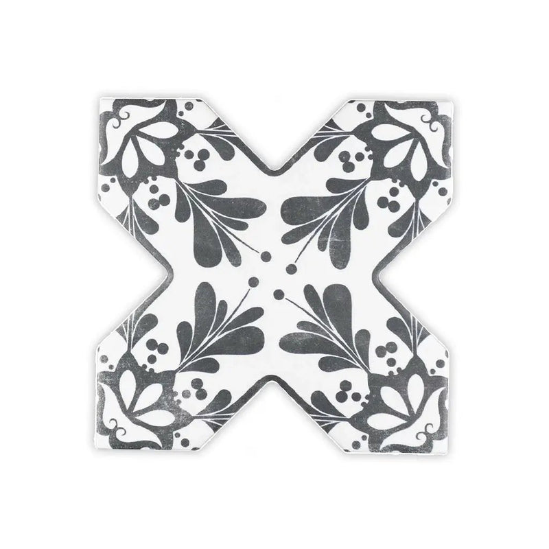 Black 5x5 Matte Ceramic Cross Deco Tile (27 pack, 5.37 sq ft/case) by Apollo Tile