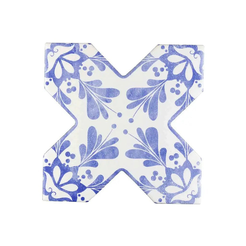 Cornflower Blue 5x5 Matte Ceramic Cross Deco Tile (27 pack, 5.37 sq ft/case) by Apollo Tile