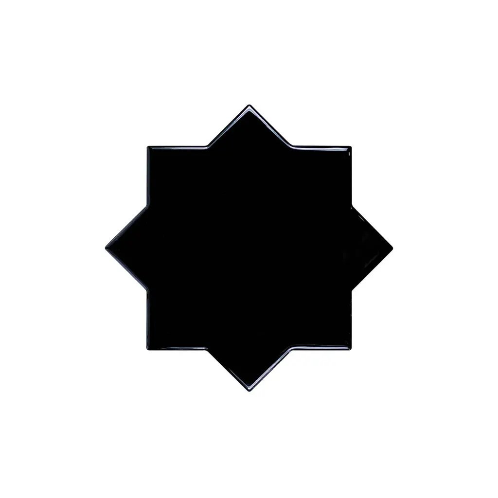 Black 5x5 Glossy Star Ceramic Tile (27 pack, 5.37 sq ft/case) by Apollo Tile
