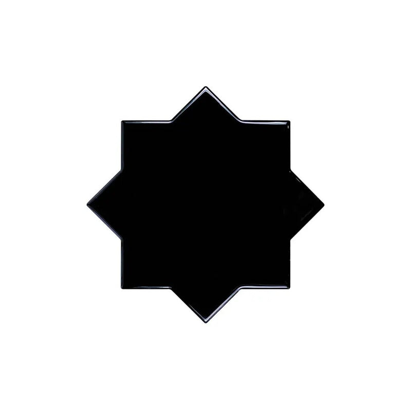 Black 5x5 Glossy Star Ceramic Tile (27 pack, 5.37 sq ft/case) by Apollo Tile
