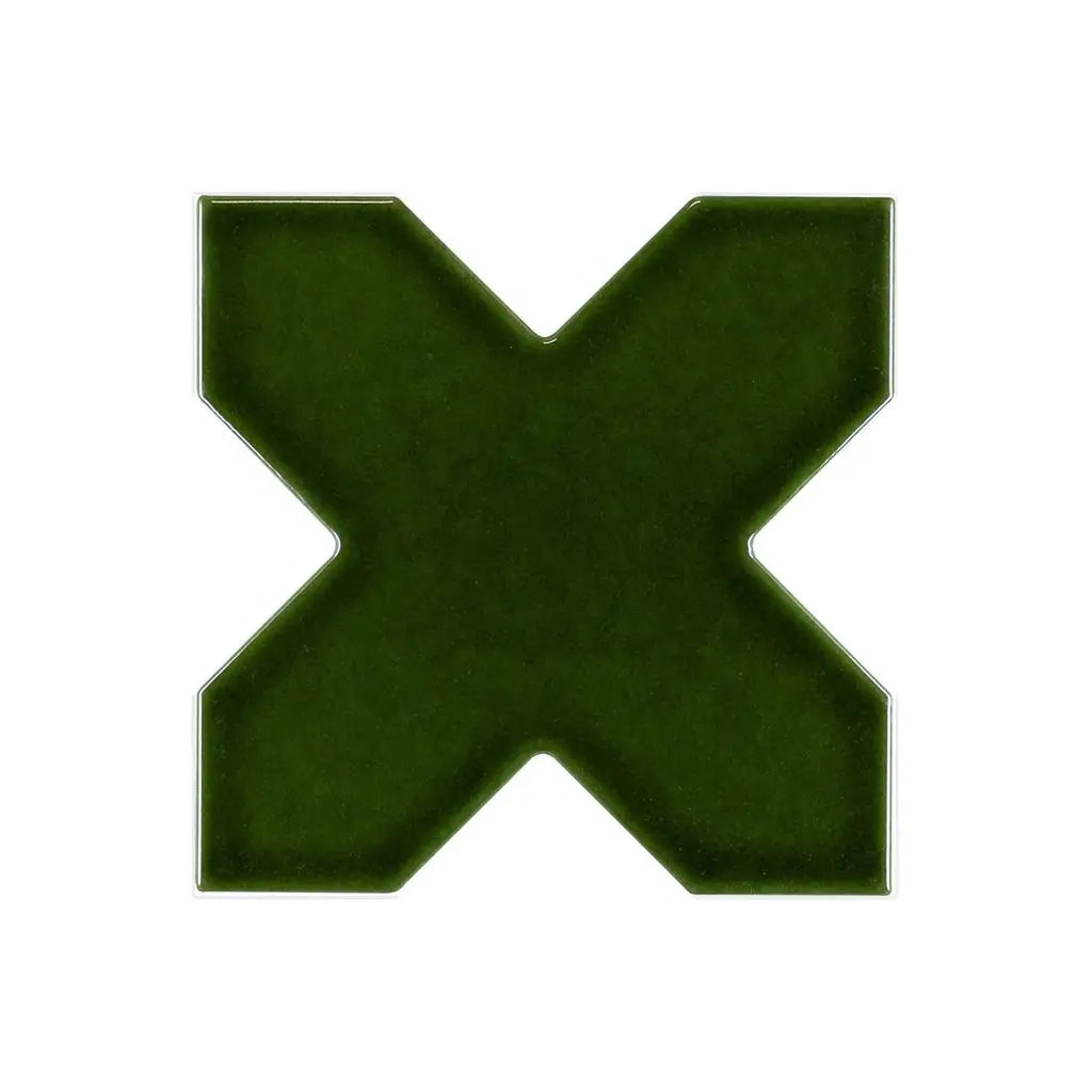 Dark Green 5x5 Glossy Cross Ceramic Tile (27 pack, 5.37 sq ft/case) by Apollo Tile