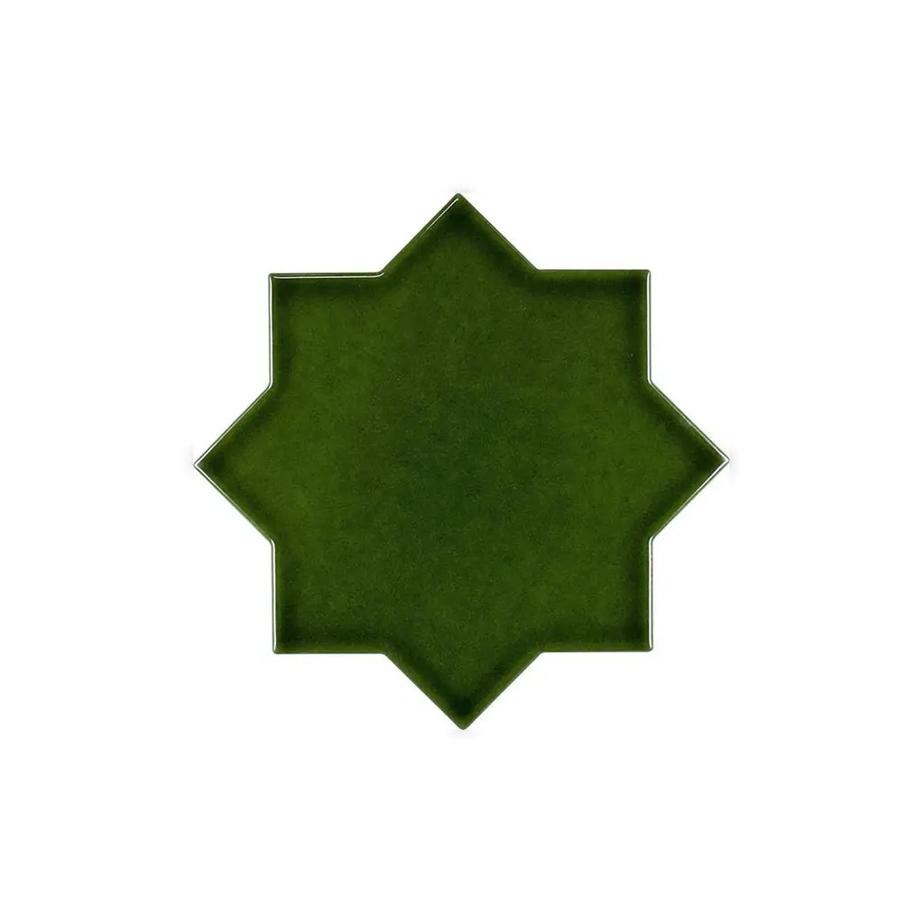 Dark Green 5x5 Glossy Star Ceramic Tile (27 pack, 5.37 sq ft/case) by Apollo Tile