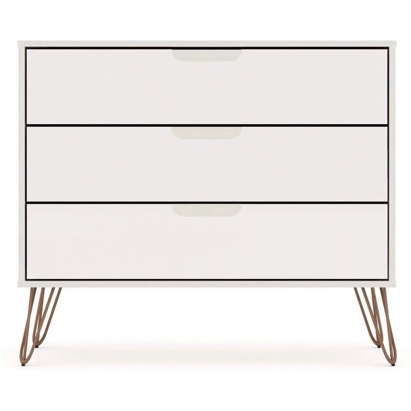 Modern Scandinavian Style Bedroom 3-Drawer Dresser in Off-White Finish by HomePacific
