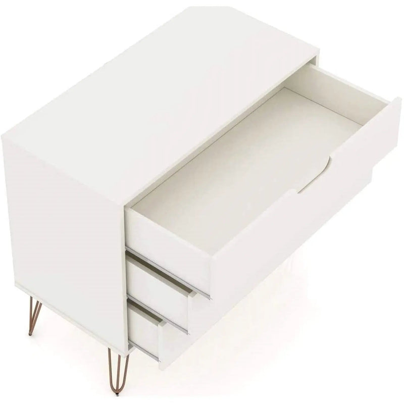 Modern Scandinavian Style Bedroom 3-Drawer Dresser in Off-White Finish by HomePacific