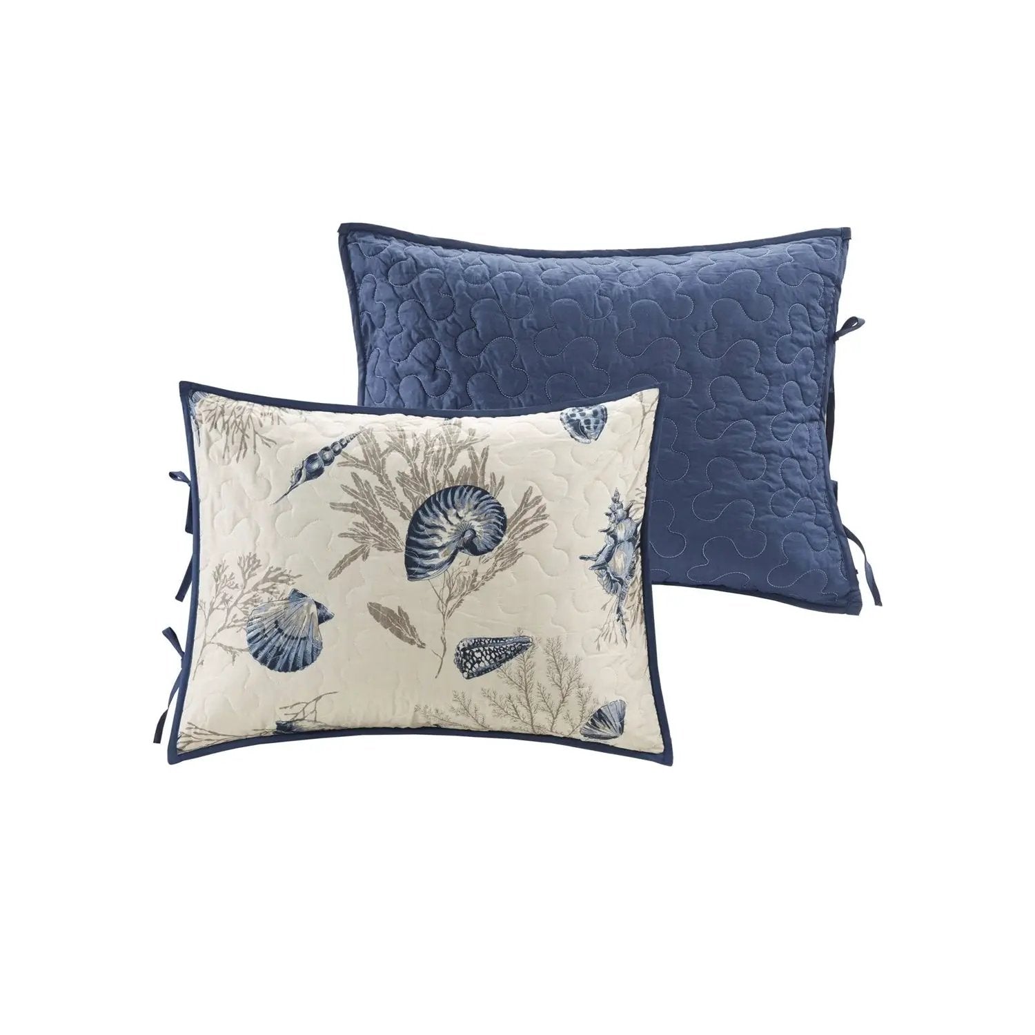 6-Piece Nautical Sea Shells Coral Blue Beige Reversible Daybed Cover Bedding Set by HomePacific