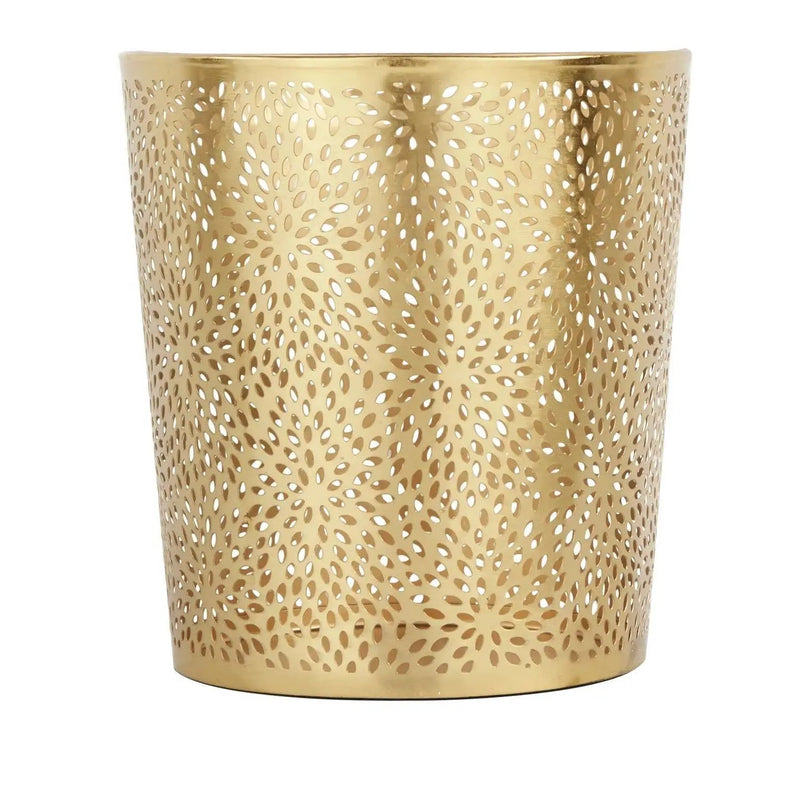 1.3 Gallon Round Perforated Copper Gold Metal Waste Basket Trash Can by HomePacific
