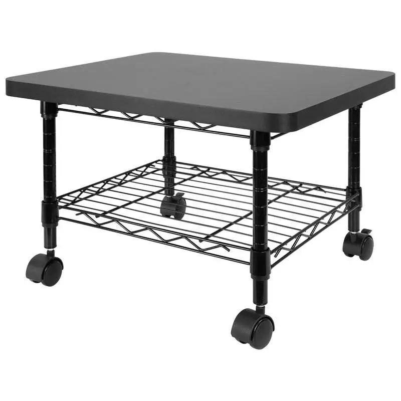 Multipurpose Black Metal 2-Tier Mobile Under Desk Printer Stand Cart w/ Casters by HomePacific