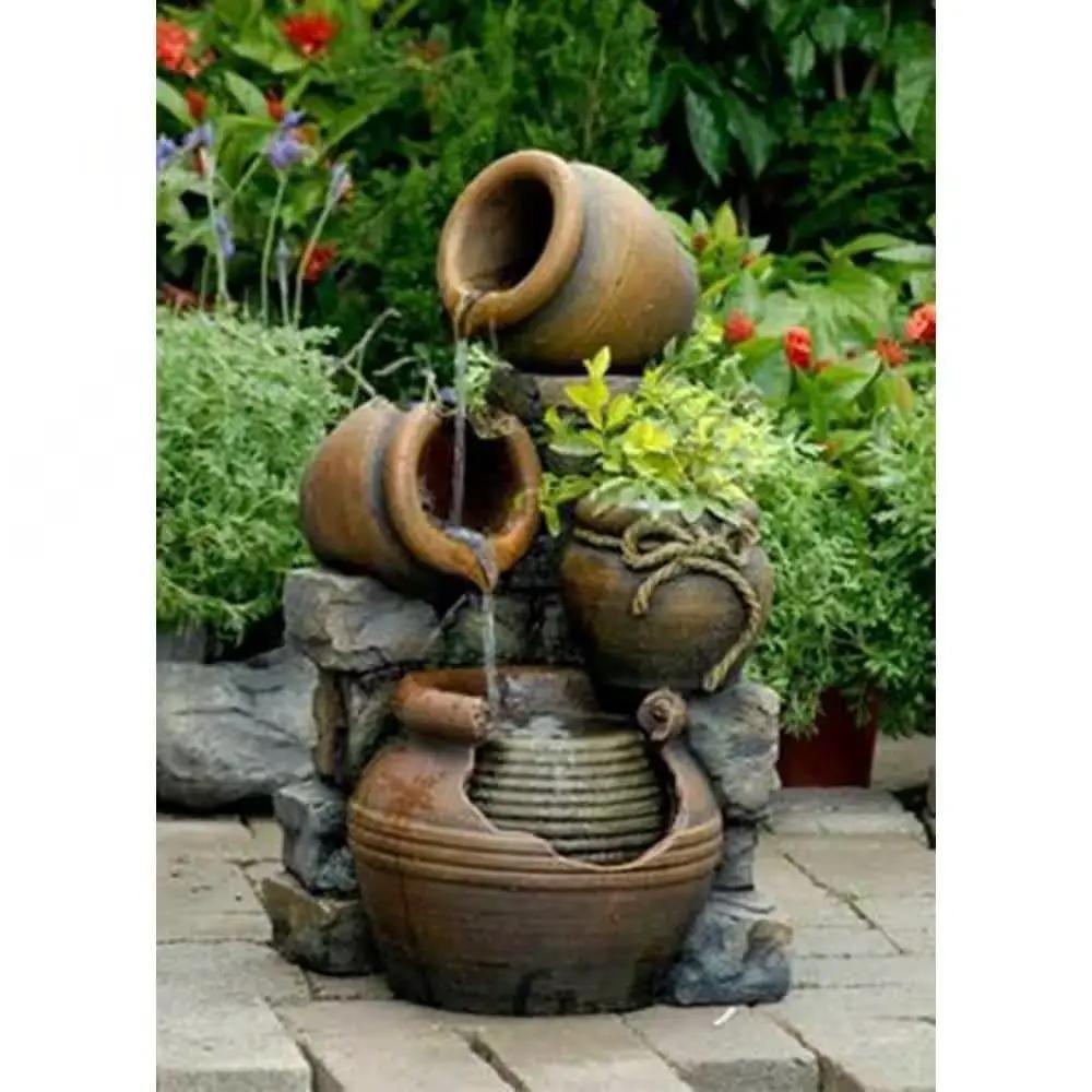 2-in-1 Outdoor Polyresin 15-Gallon Pouring Pots Water Fountain Planter by HomePacific