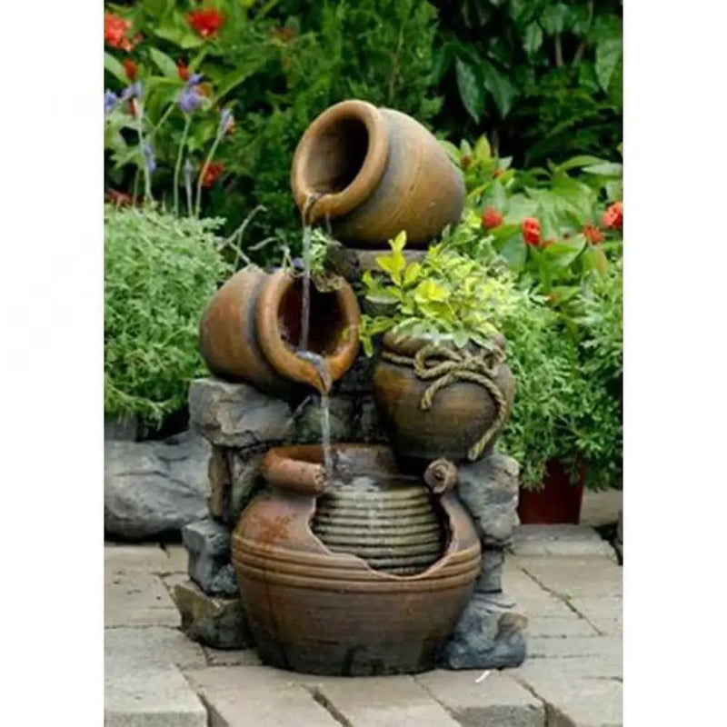 2-in-1 Outdoor Polyresin 15-Gallon Pouring Pots Water Fountain Planter by HomePacific