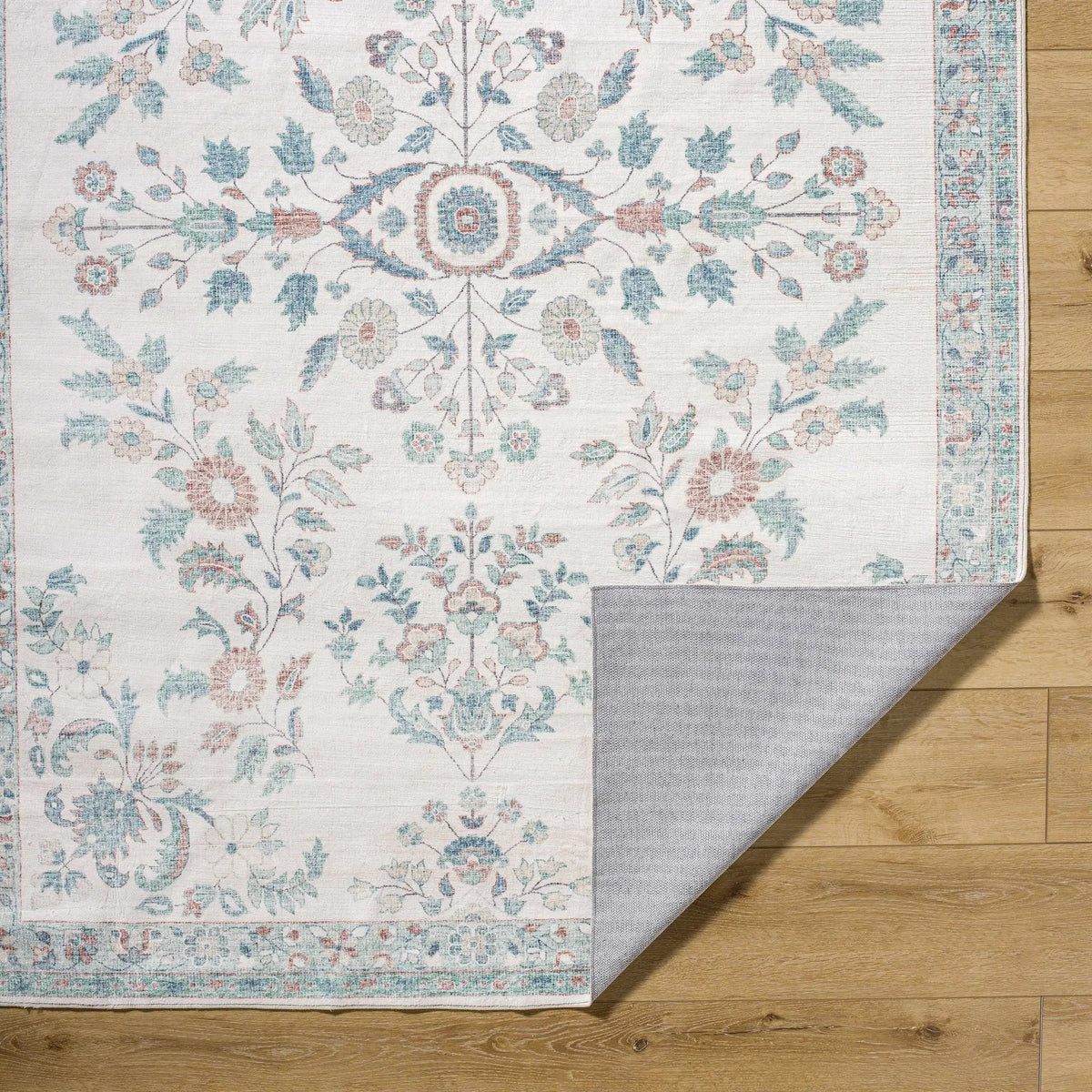Meyly Pink & Green Washable Area Rug, photo 5 of 8