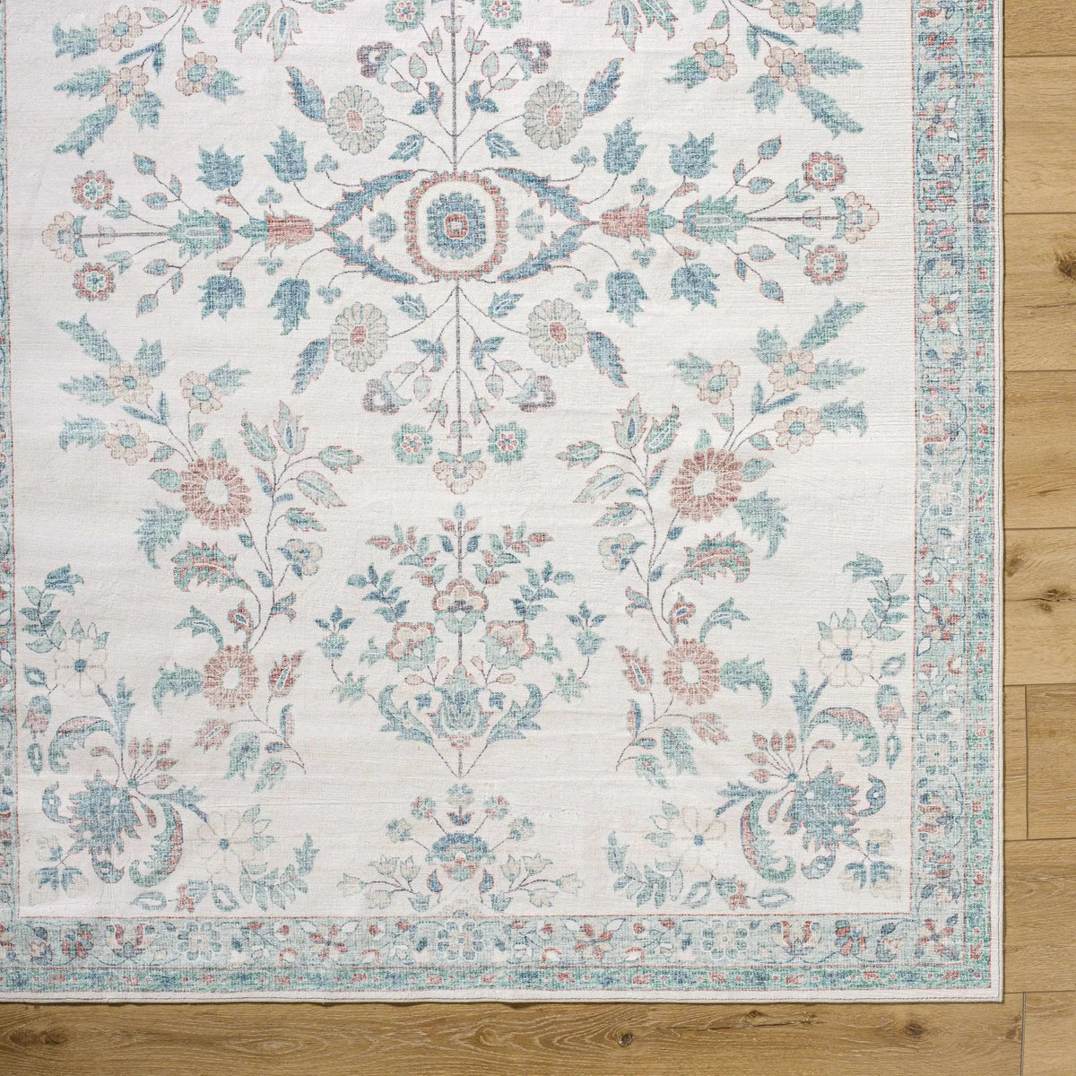 Meyly Pink & Green Washable Area Rug, photo 7 of 8