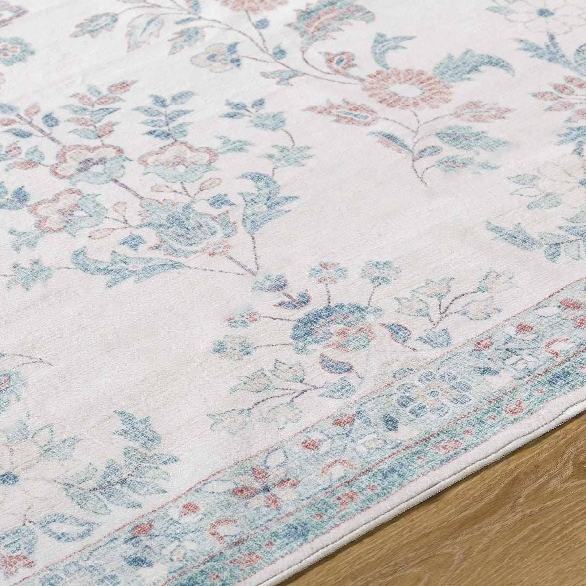 Meyly Pink & Green Washable Area Rug, photo 8 of 8
