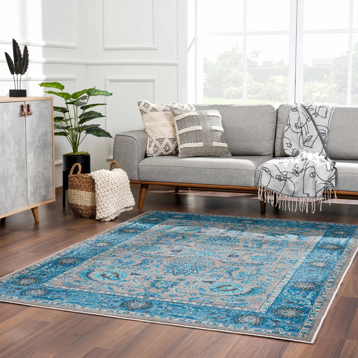 Mardina Turquoise Area Rug - Clearance, installed in a room 3