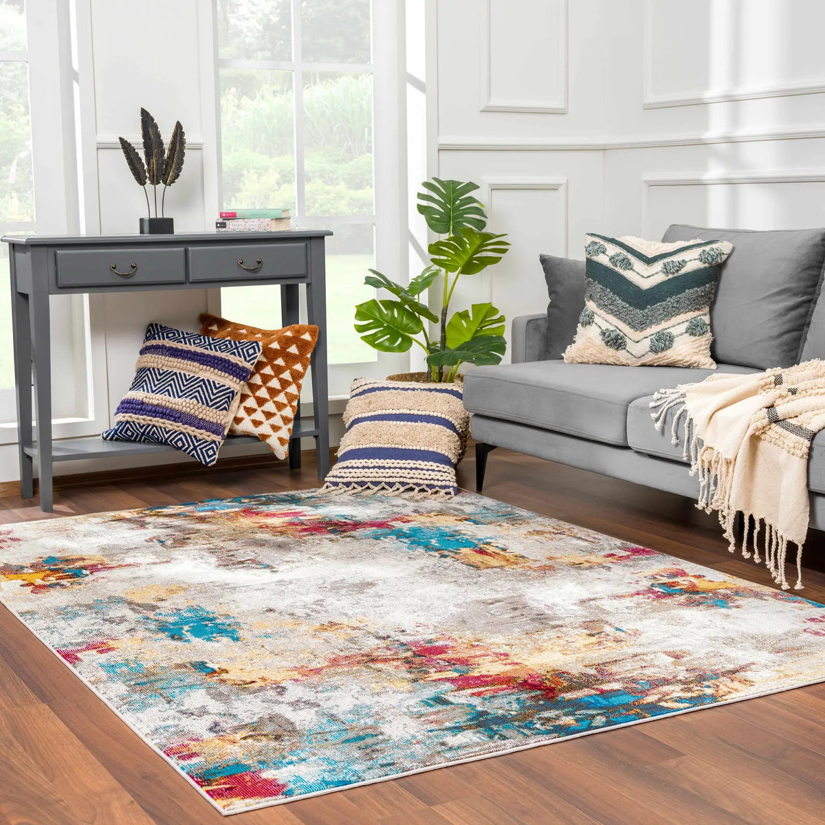 Mardin Abstract Area Rug - Clearance, installed in a room
