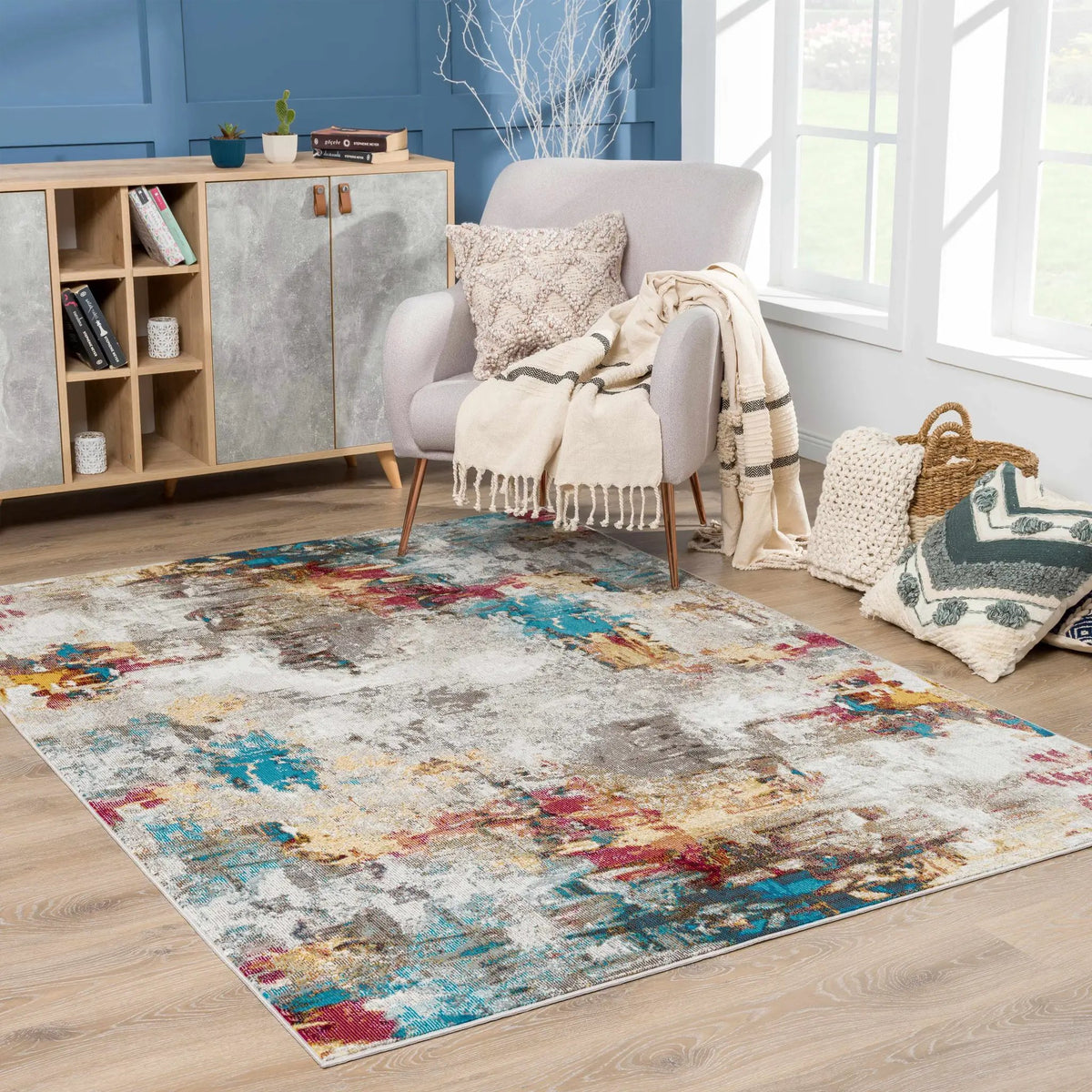 Mardin Abstract Area Rug - Clearance, installed in a room 4