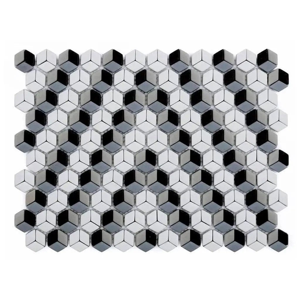 Grey White 12x14 Polished Diamond Recycled Glass Mosaic Tile (5 pack, 5.55 sq ft/case) by Apollo Tile