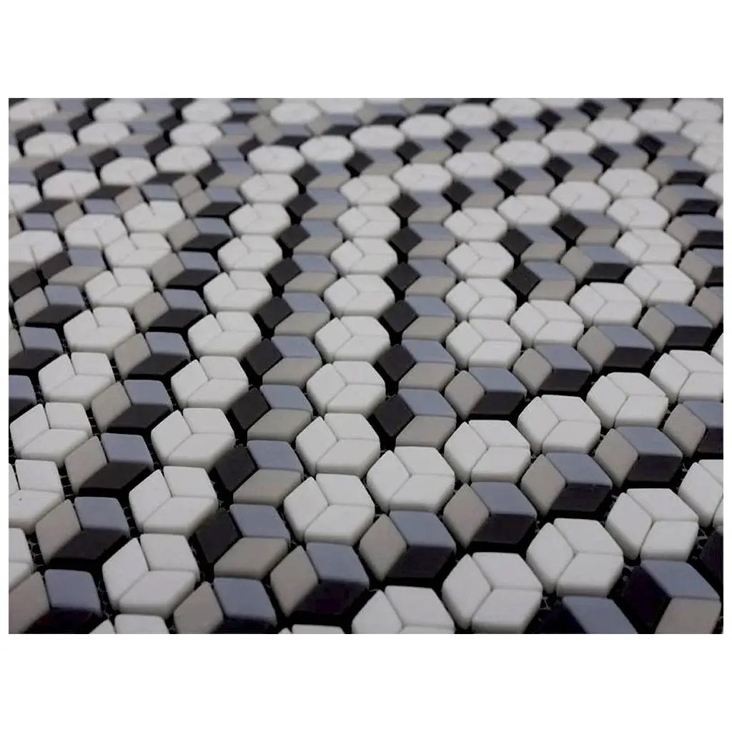 Grey White 12x14 Polished Diamond Recycled Glass Mosaic Tile (5 pack, 5.55 sq ft/case) by Apollo Tile