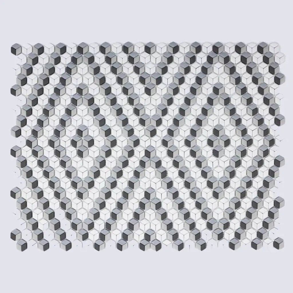 Grey White 12x14 Polished Diamond Recycled Glass Mosaic Tile (5 pack, 5.55 sq ft/case) by Apollo Tile