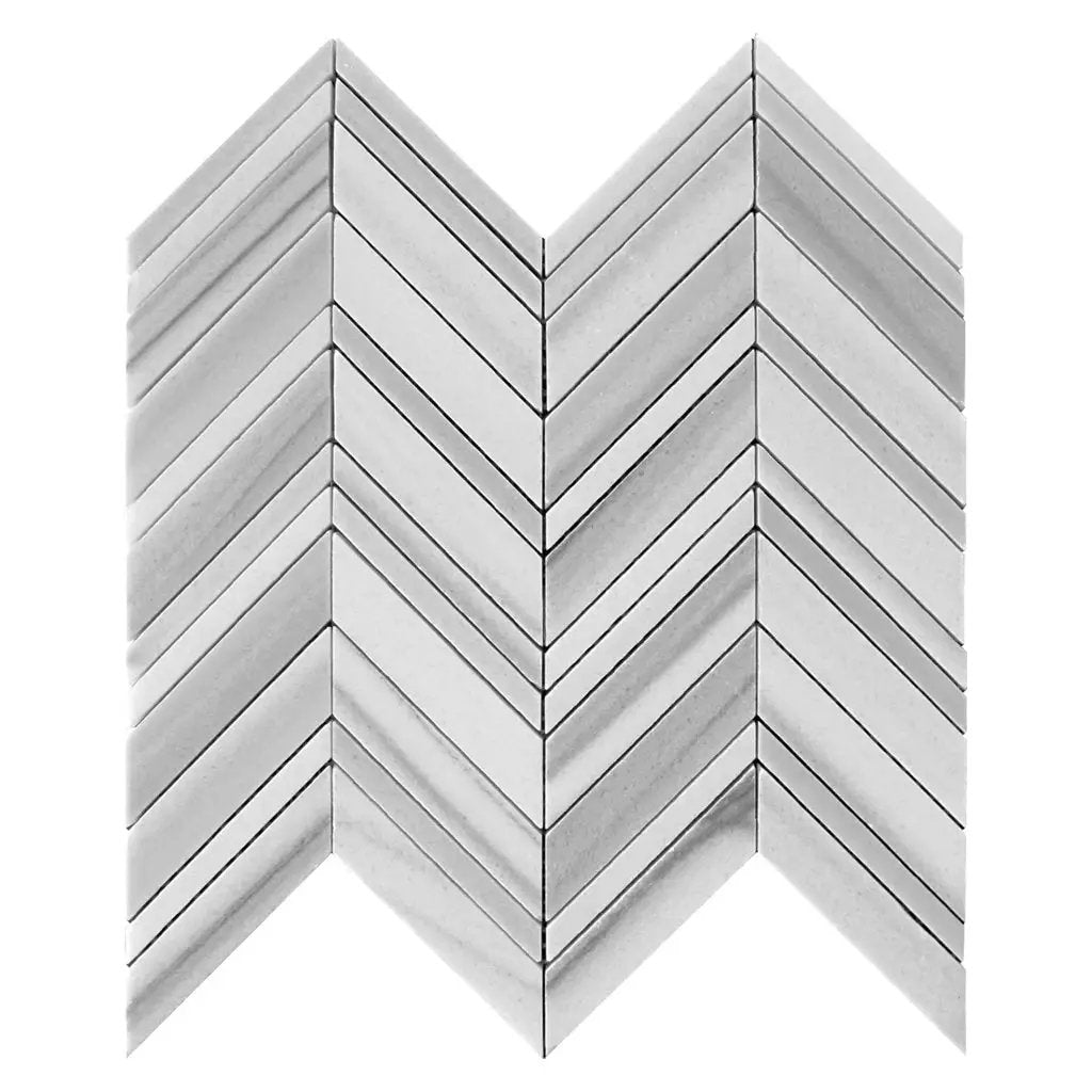 Gray 12x12 Polished Herringbone Equator Marble Mosaic Tile (5 pack, 5.08 sq ft/case) by Apollo Tile