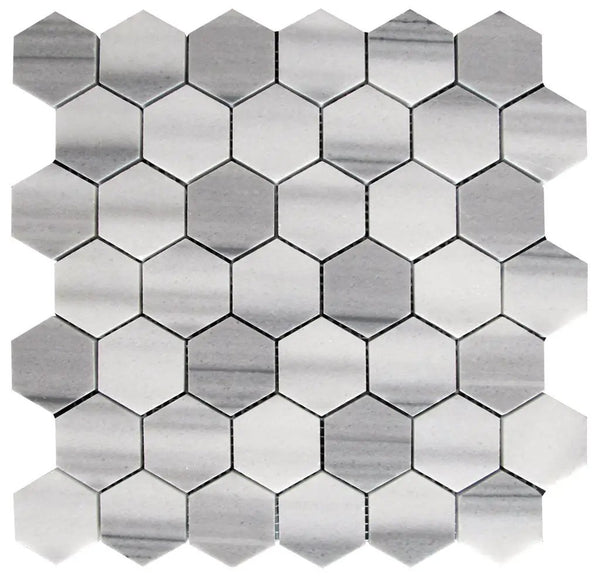 Gray 12x12 Polished Hexagon Equator Marble Mosaic Tile (5 pack, 4.83 sq ft/case), photo 2 of 5