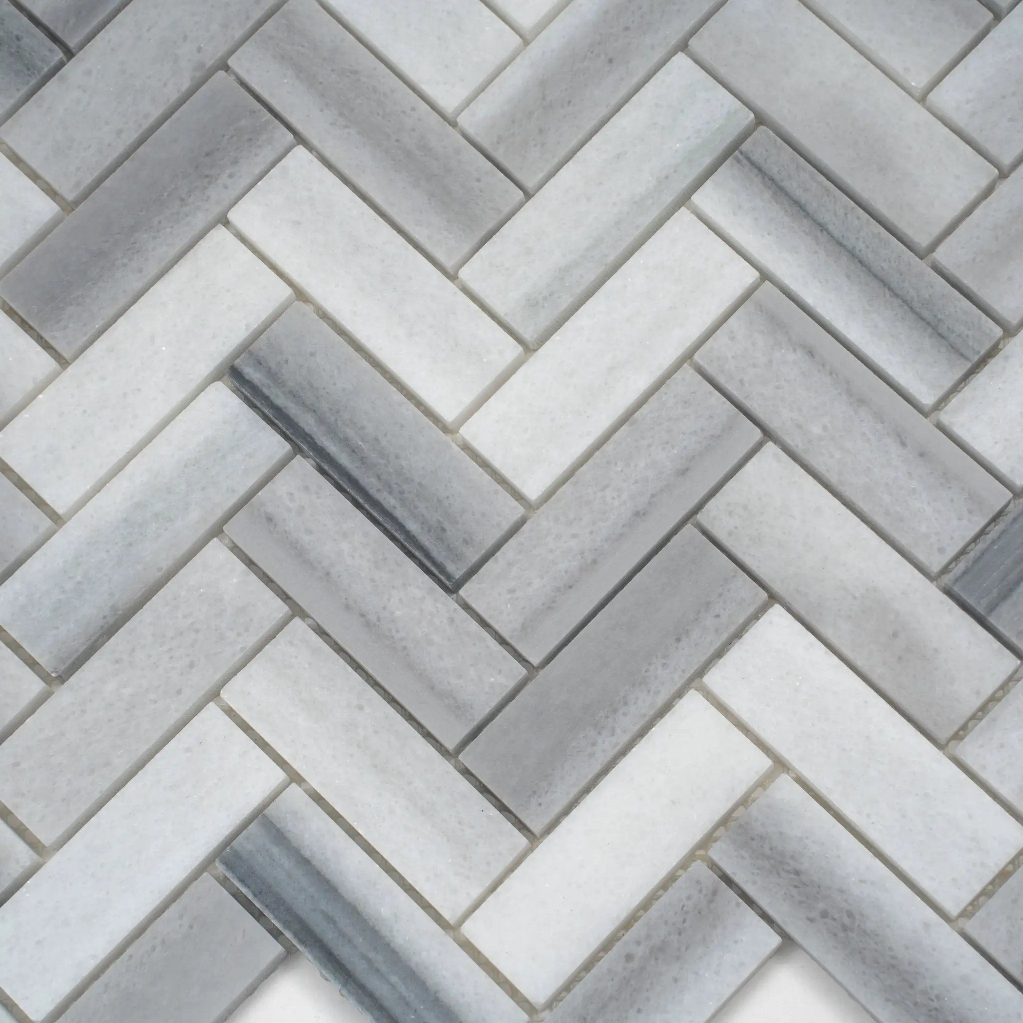 Gray 12x12 Polished Herringbone Equator Marble Mosaic Tile (5 pack, 5.29 sq ft/case) by Apollo Tile