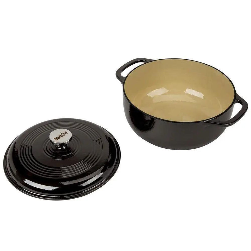 Round 6-Quart Black Enamel Cast Iron Dutch Oven with Lid by HomePacific