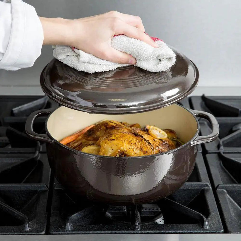 Round 6-Quart Black Enamel Cast Iron Dutch Oven with Lid by HomePacific