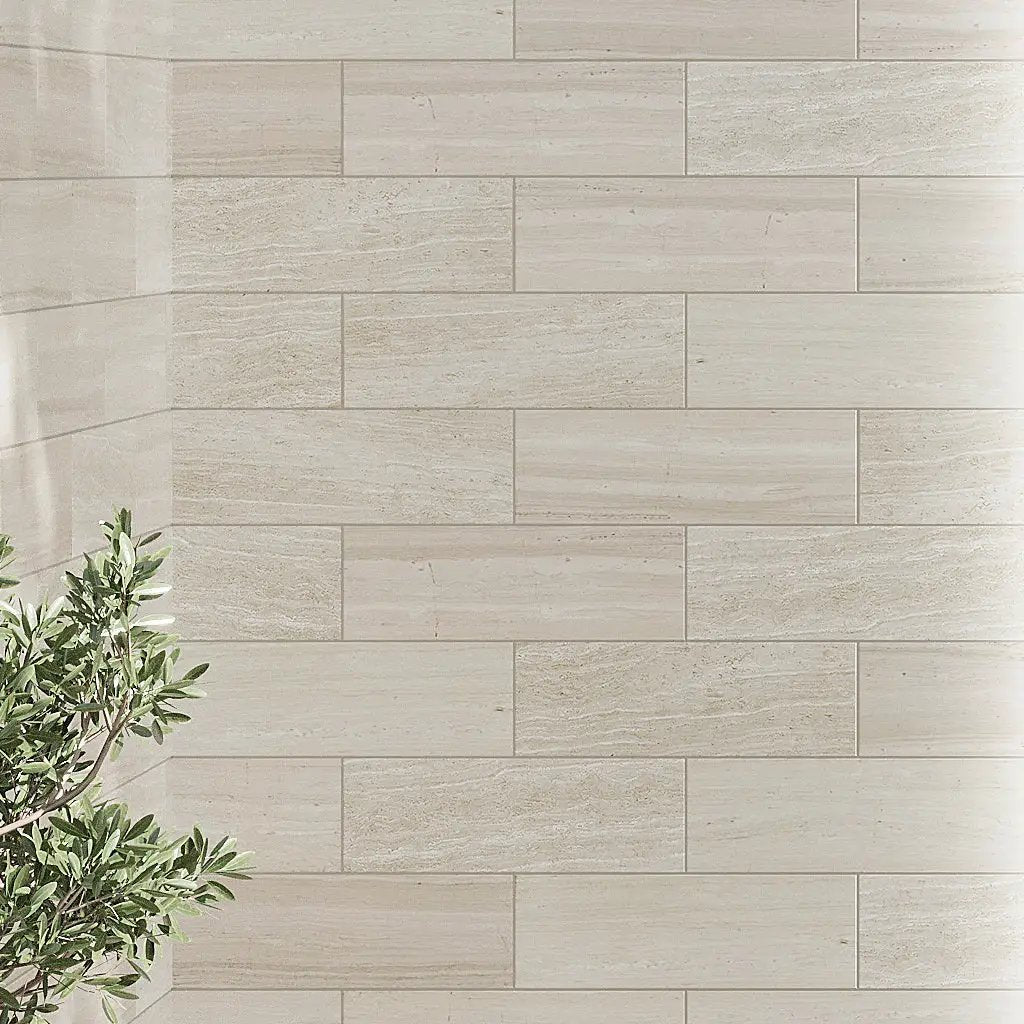 Wooden Beige 4x12 Polished Subway Crystal Sand Marble Tile (15 pack, 5 sq ft/case) by Apollo Tile