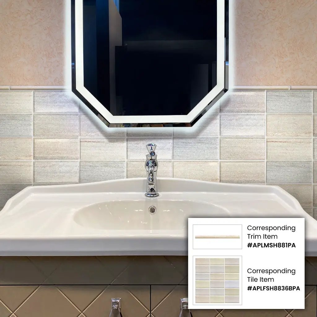 Wooden Beige 3x6 Polished Beveled Subway Crystal Sand Marble Tile (40 pack, 5 sq ft/case) by Apollo Tile