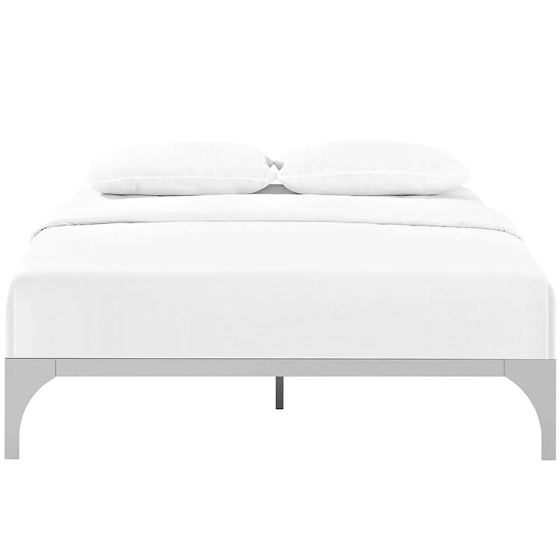 King size Modern Metal Platform Bed Frame in Silver Finish with Wood Slats by HomePacific