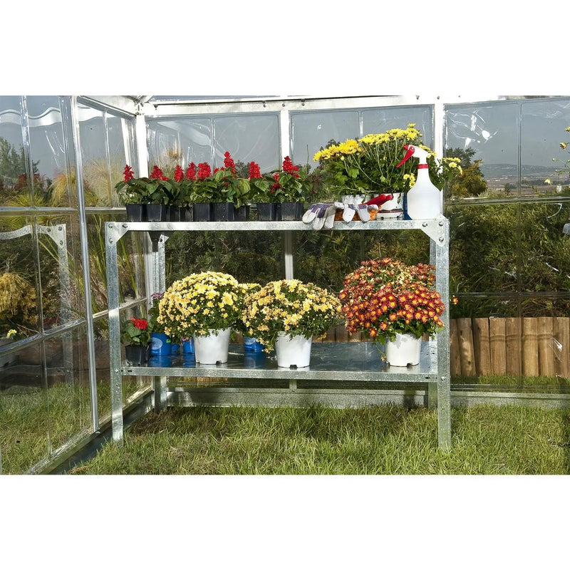 Outdoor Metal Shelving Unit Garden Potting Bench in Sturdy Galvanized Steel by HomePacific