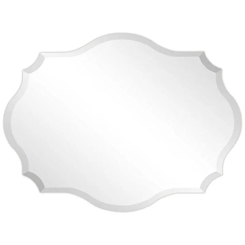 Modern Frameless 32 x 24 inch Scalloped Beveled Accent Bathroom Mirror by HomePacific