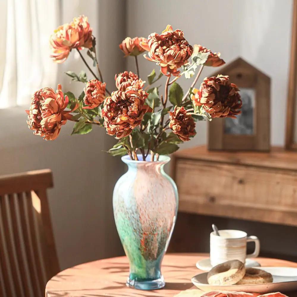 Two-Head Seattle Dahlia Flower Stem 26.7" Tall by RusticReach