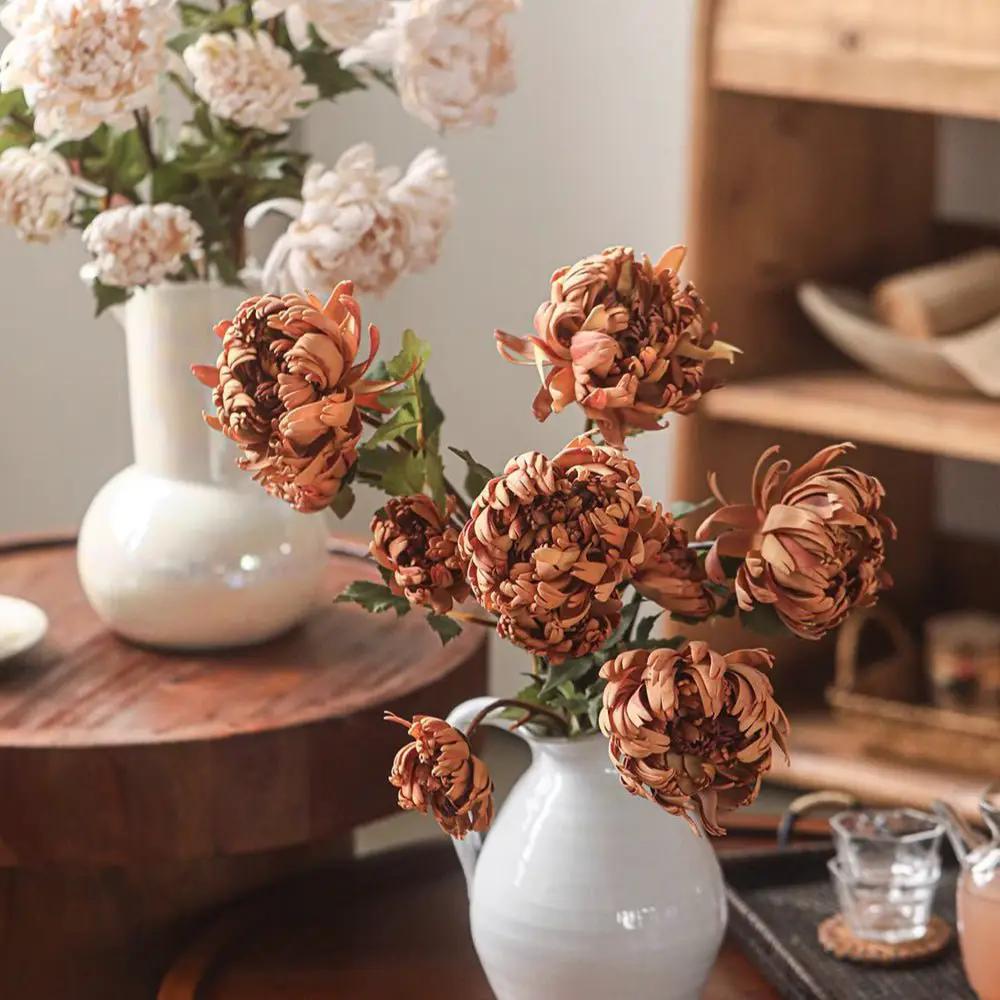 Two-Head Seattle Dahlia Flower Stem 26.7" Tall by RusticReach