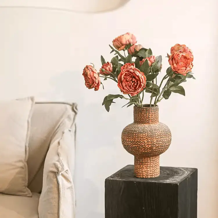 Artificial Sophia 2-Head Peony Stem 20.8" Tall by RusticReach
